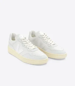 Women VEJA V-90 LEATHER GRAVEL WHITE