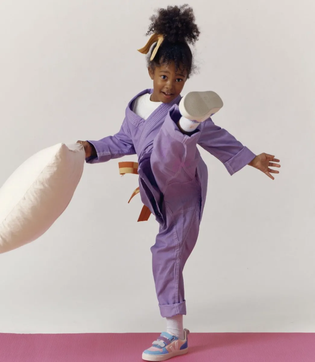 Kids VEJA V-10 LEATHER MULTICO PETALE WHITE