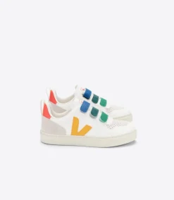 Kids VEJA V-10 LEATHER MULTICO WHITE OURO
