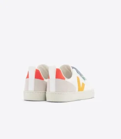 Kids VEJA V-10 LEATHER MULTICO WHITE OURO