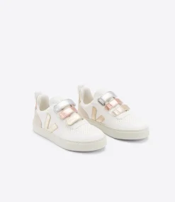 Kids VEJA V-10 LEATHER MULTICO WHITE SHINY