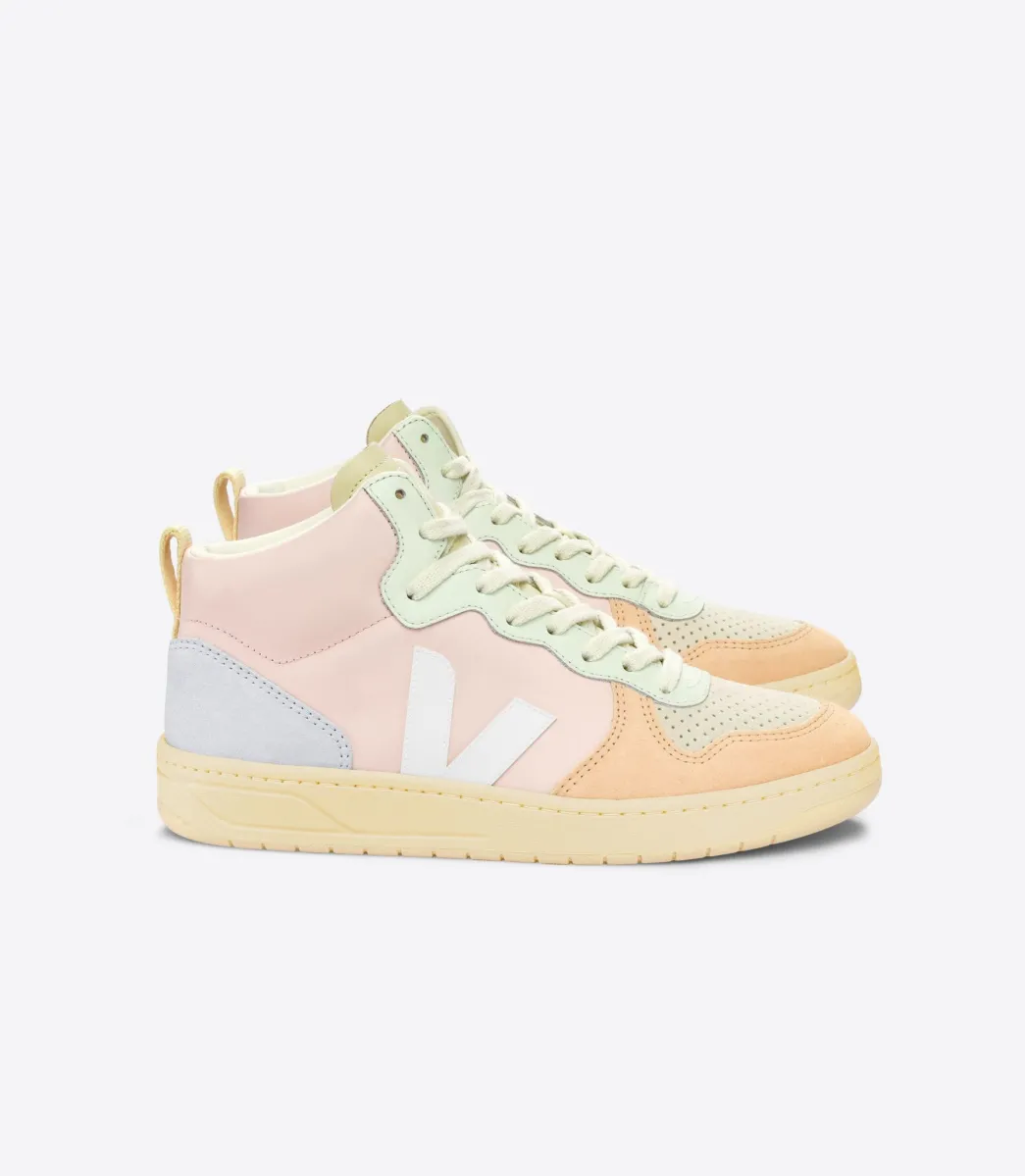 Women VEJA V-15 LEATHER PETALE WHITE MULTICO