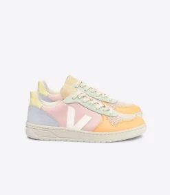 Women VEJA V-10 LEATHER PETALE WHITE MULTICO