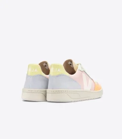 Women VEJA V-10 LEATHER PETALE WHITE MULTICO