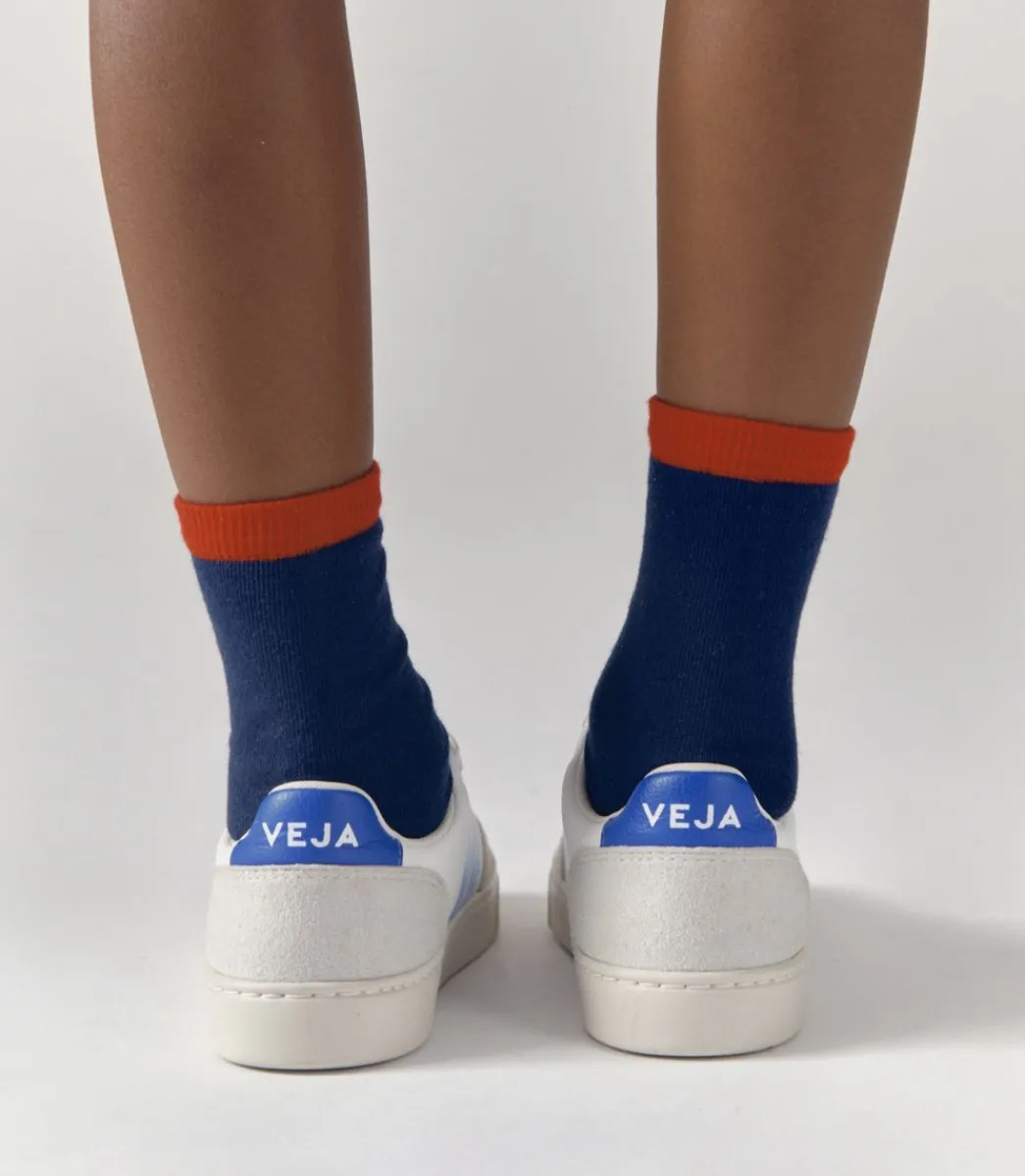 Kids VEJA V-12 LEATHER WHITE AQUA PAROS