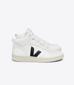 Women VEJA V-15 LEATHER WHITE BLACK