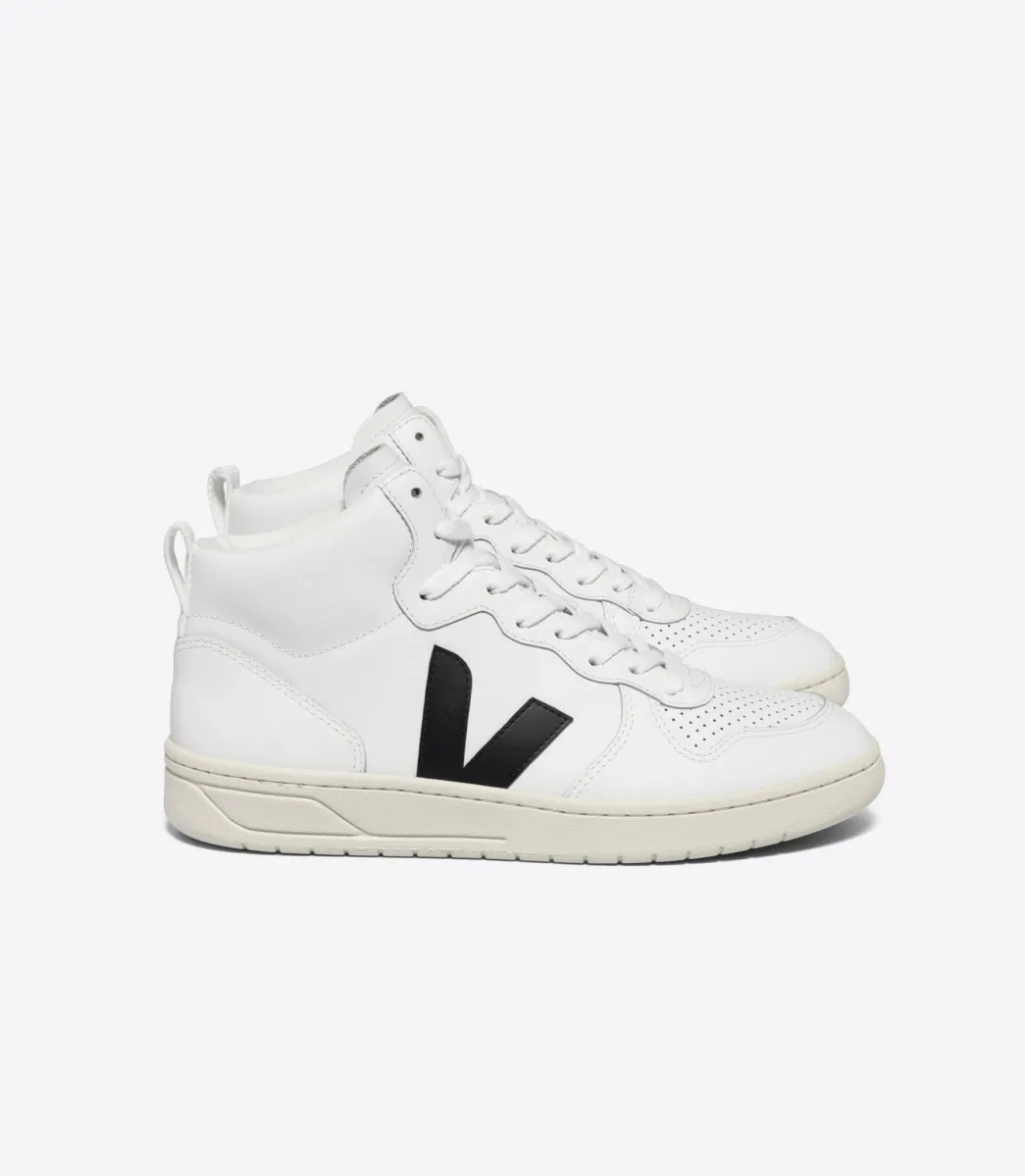 Women VEJA V-15 LEATHER WHITE BLACK