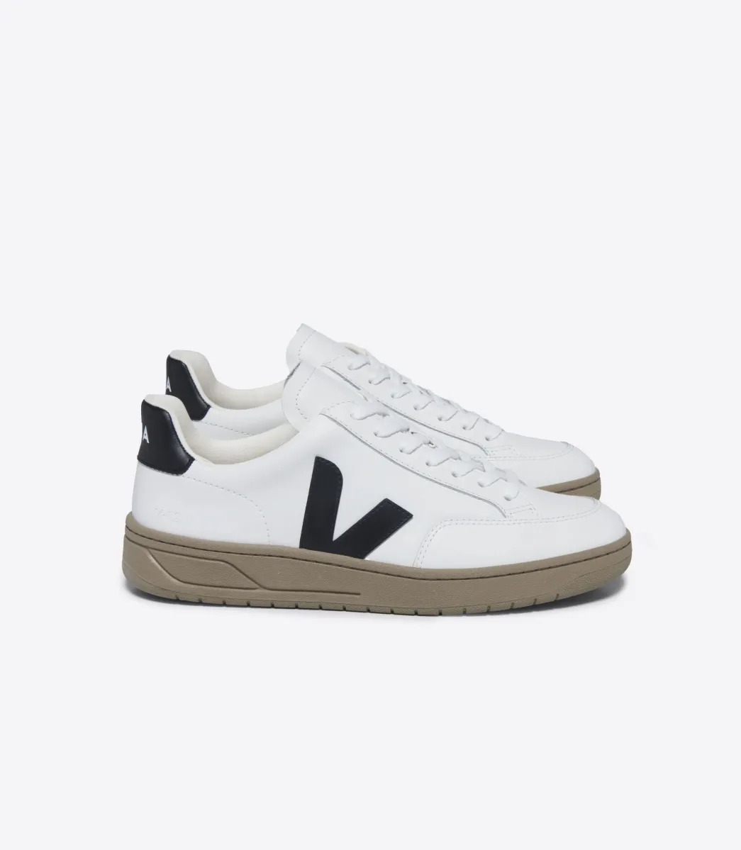 Women VEJA V-12 LEATHER WHITE BLACK DUNE