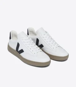 Women VEJA V-12 LEATHER WHITE BLACK DUNE