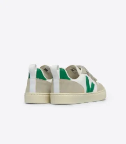 Kids VEJA V-10 LEATHER WHITE EMERAUDE
