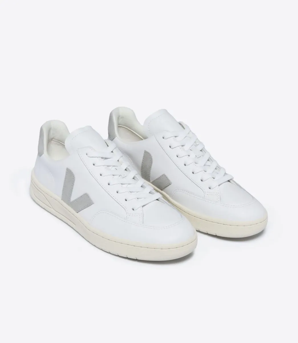 Women VEJA V-12 LEATHER WHITE LIGHT GREY