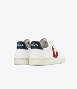 Women VEJA V-12 LEATHER WHITE MARSALA NAUTICO