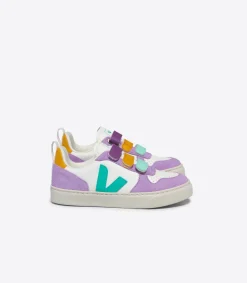 Kids VEJA V-10 LEATHER WHITE MULTICO FRESHMINT