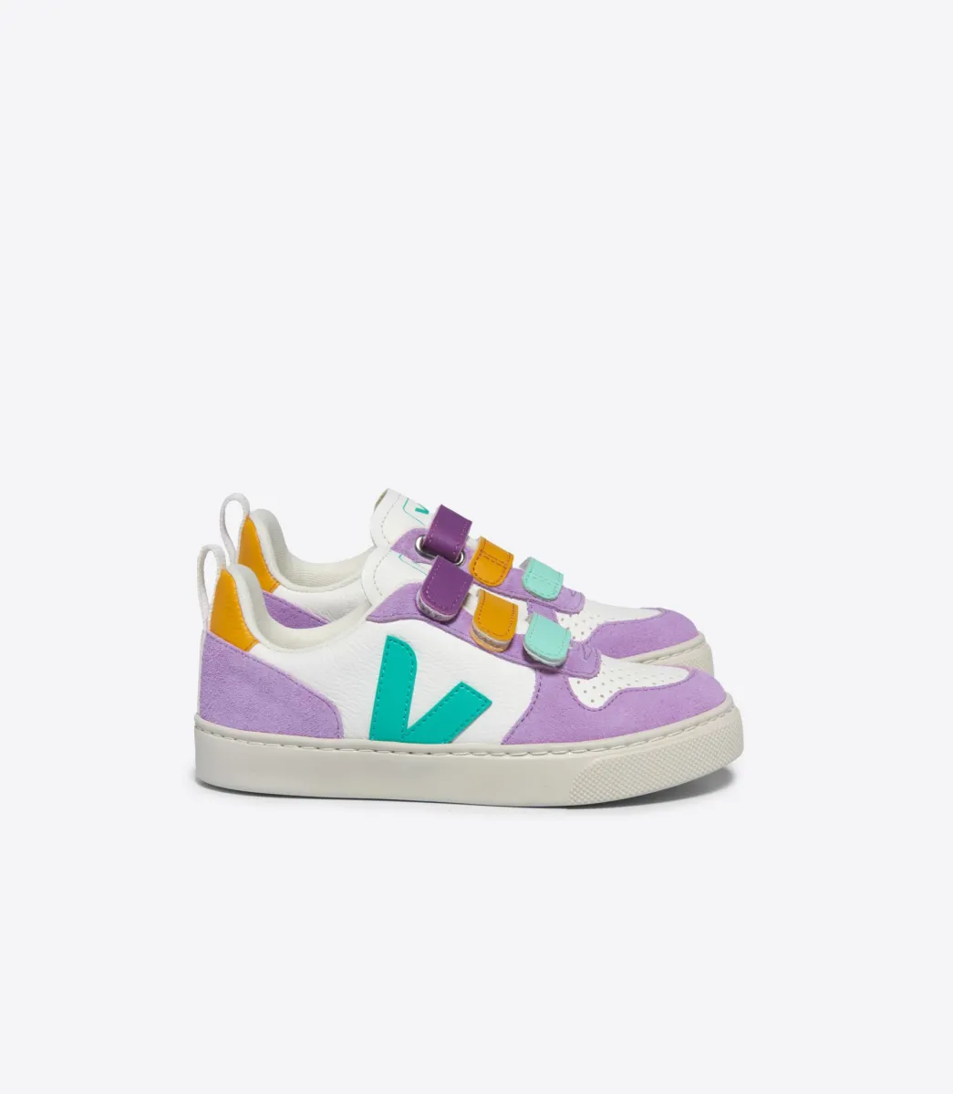 Kids VEJA V-10 LEATHER WHITE MULTICO FRESHMINT