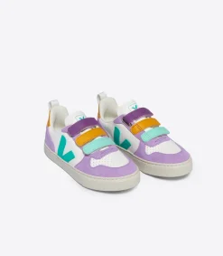 Kids VEJA V-10 LEATHER WHITE MULTICO FRESHMINT