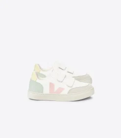 Kids VEJA V-12 LEATHER WHITE MULTICO JADE