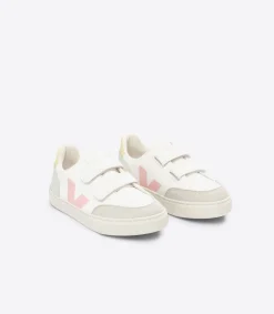 Kids VEJA V-12 LEATHER WHITE MULTICO JADE