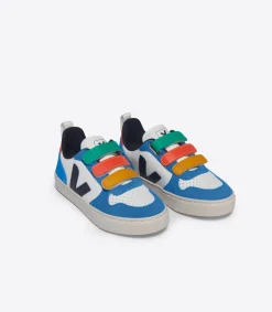 Kids VEJA V-10 LEATHER WHITE MULTICO NAUTICO
