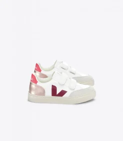 Kids VEJA V-12 LEATHER WHITE MULTICO NACRE
