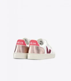 Kids VEJA V-12 LEATHER WHITE MULTICO NACRE