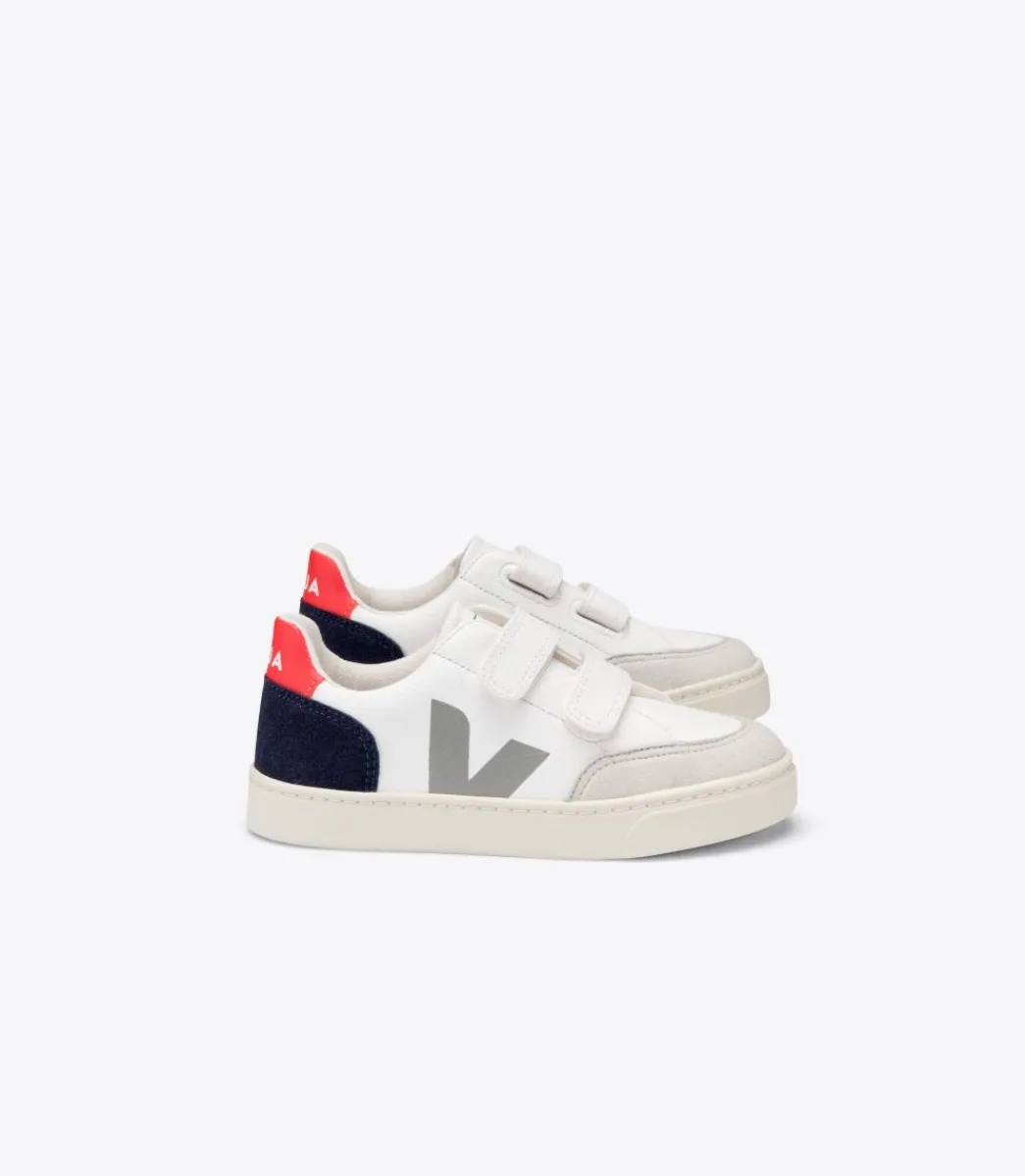 Kids VEJA V-12 LEATHER WHITE MULTICO NAUTICO