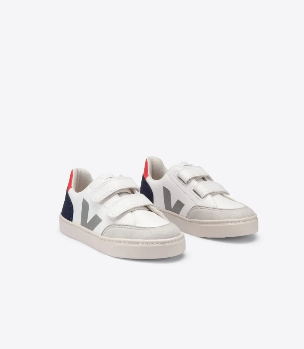 Kids VEJA V-12 LEATHER WHITE MULTICO NAUTICO