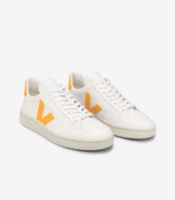 Women VEJA V-12 LEATHER WHITE OURO