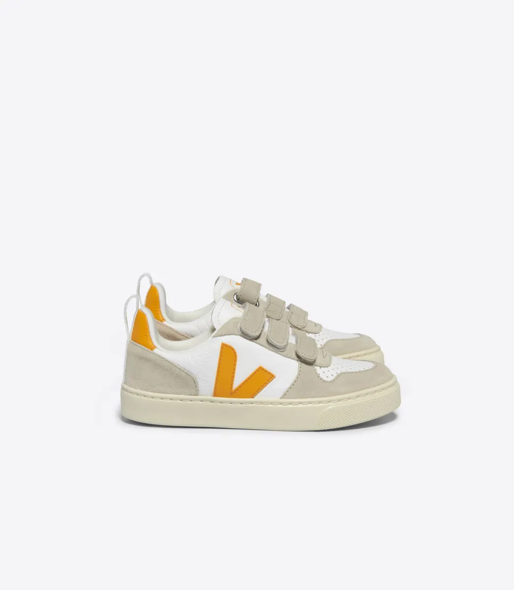 Kids VEJA V-10 LEATHER WHITE OURO