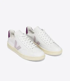 Women VEJA V-12 LEATHER WHITE PARME MAGENTA