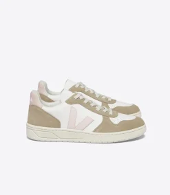 Women VEJA V-10 LEATHER WHITE PETALE SAHARA