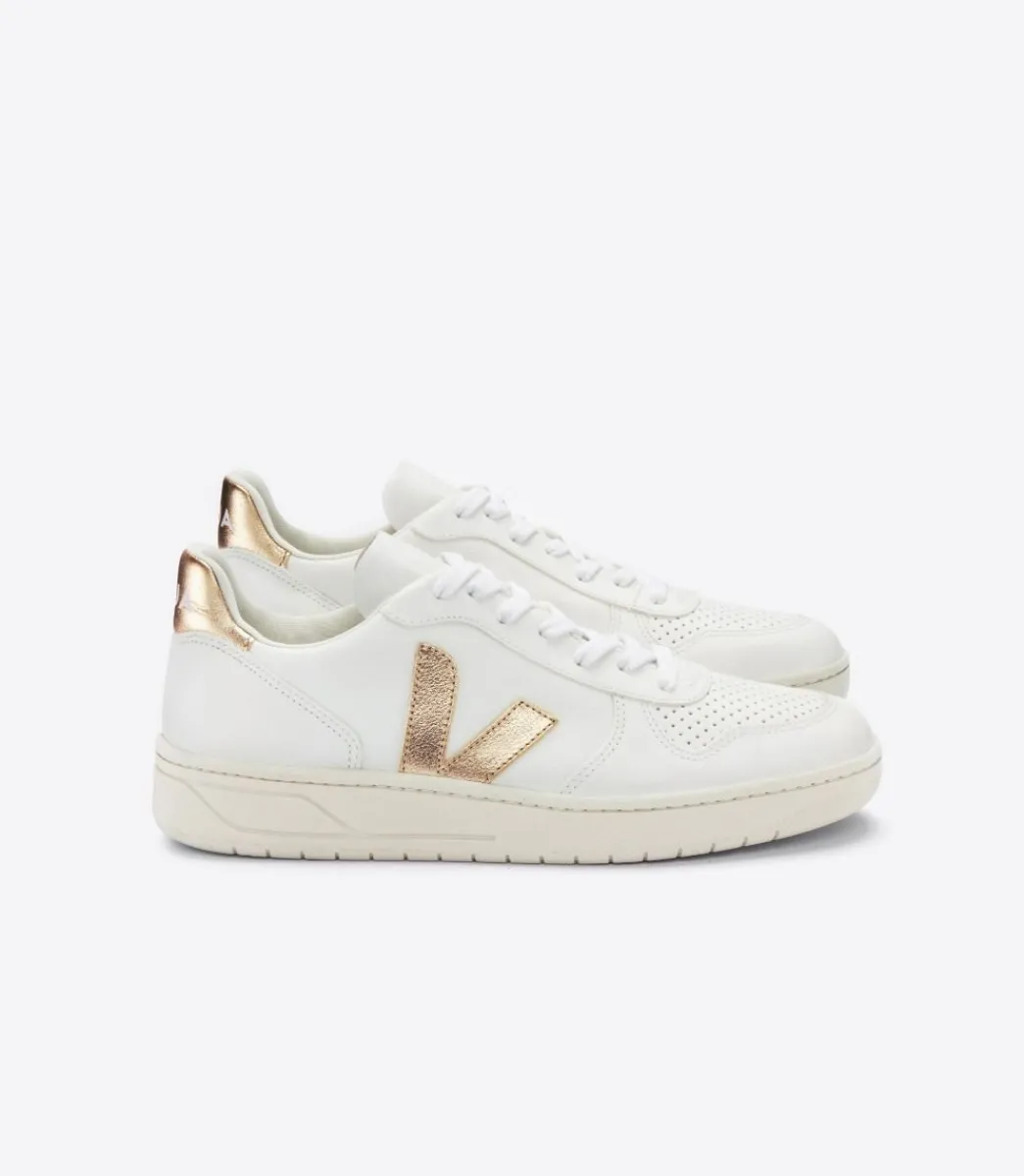 Women VEJA V-10 LEATHER WHITE PLATINE