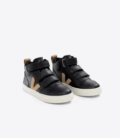 Kids VEJA V-10 MID LEATHER BLACK DUNE