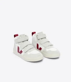 Kids VEJA V-10 MID B-MESH WHITE MARSALA