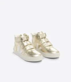 Kids VEJA V-10 MID FURED LEATHER PLATINE