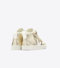 Kids VEJA V-10 MID FURED LEATHER PLATINE