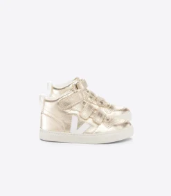 Kids VEJA V-10 MID LEATHER PLATINE WHITE