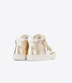 Kids VEJA V-10 MID LEATHER PLATINE WHITE