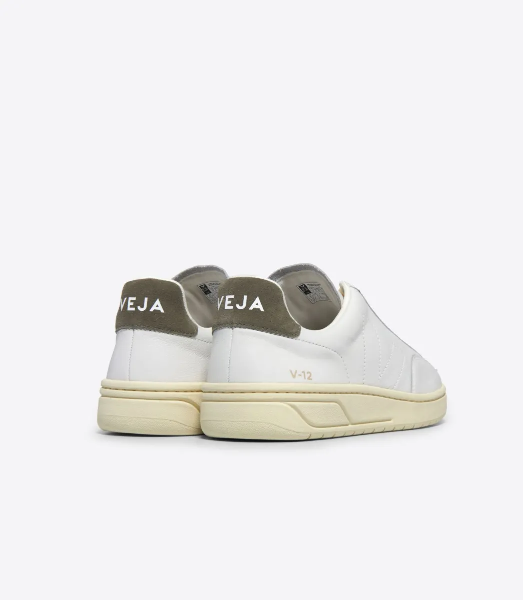 Women VEJA V-12 STITCH LEATHER WHITE KAKI