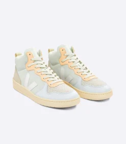 Women VEJA V-15 SUEDE JADE WHITE MULTICO