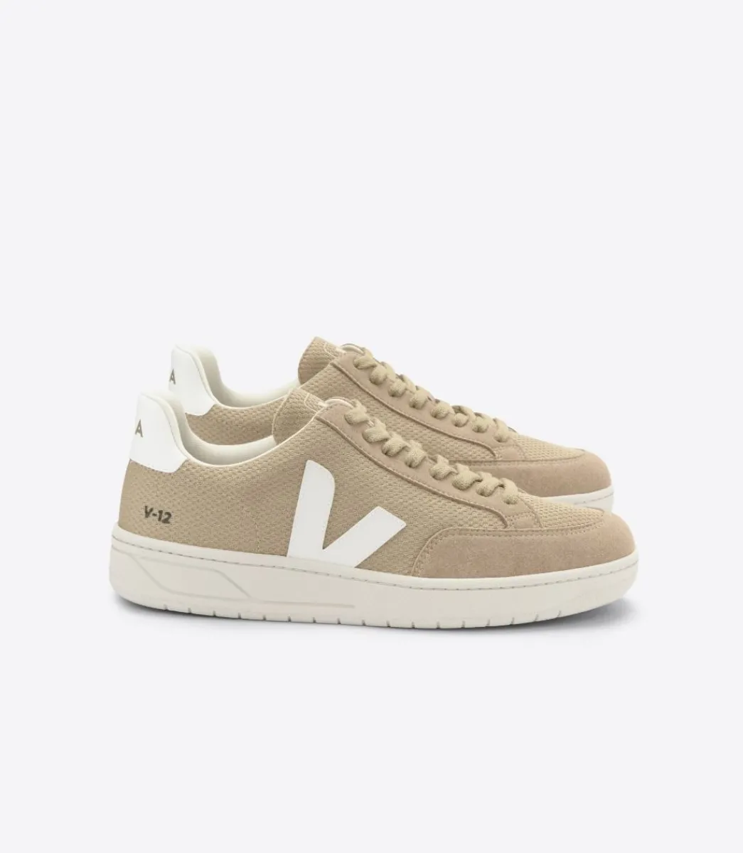 VEJA V-12 VEGAN ALVEOMESH DUNE WHITE