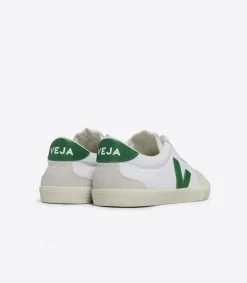 Women VEJA VOLLEY CANVAS WHITE EMERAUDE
